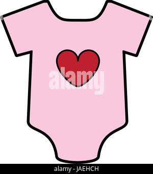 feminine onesie with heart baby or shower related icon image Stock ...