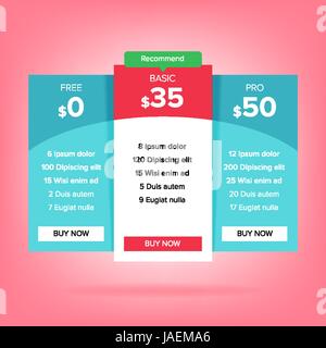 Pricing Business Plans Vector. Three Tariffs. Interface For Rhe Site. Ui Ux Vector Stock Vector