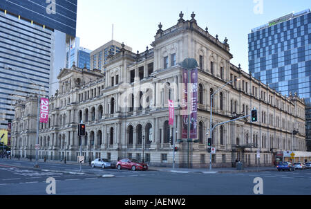 Treasury Casino, Brisbane, refurbished from the former Treasury Building, located by the river bank alongside a few other heritage buildings. Stock Photo