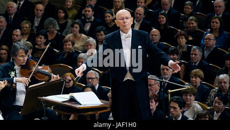 FILE PHOTO - In this January 1, 2017 file photo Czech conductor Jiri Belohlavek conducts The Czech Philharmonic in Prague. Former principal guest conductor of the BBC Symphony Orchestra died during Thursday night, June 1st, 2017, said the press-office od The Czech Philharmonic Ludek Brezina. (CTK Photo/Michal Dolezal) Stock Photo