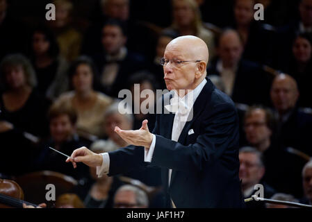 FILE PHOTO - In this January 1, 2017 file photo Czech conductor Jiri Belohlavek conducts The Czech Philharmonic in Prague. Former principal guest conductor of the BBC Symphony Orchestra died during Thursday night, June 1st, 2017, said the press-office od The Czech Philharmonic Ludek Brezina. (CTK Photo/Michal Dolezal) Stock Photo