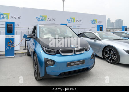 Shanghai, China. 7th June, 2017. The Bayerische Motoren Werke AG (BMW) releases electronic cars at the International Consumer Electronics Show (CES) Asia 2017 in Shanghai on June 7th, 2017. Credit: SIPA Asia/ZUMA Wire/Alamy Live News Stock Photo