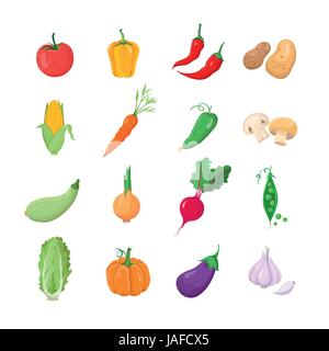 Vegetables - modern vector icons set Stock Vector