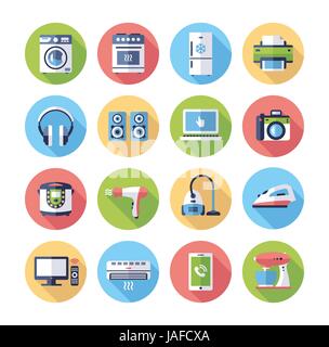 Home appliances - modern vector flat design icons set. Stock Vector