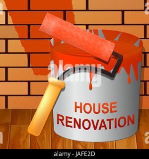 House Renovation Paint Indicating Home Improvement 3d Illustration Stock Photo