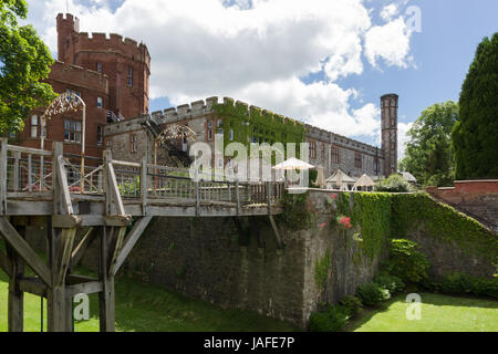 Ruthin Castle Hotel Gardens And Wooden Walkway In North Wales Stock ruthin-castle-hotel-gardens-and-wooden-walkway-in-north-wales-stock
