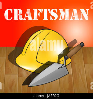 House Craftsmen Builders Hat Representing Home Handyman 3d Illustration Stock Photo