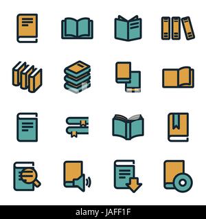 Vector flat book icons set on white background Stock Vector