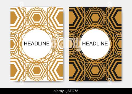 Brochure design template. Seamless arabic geometric pattern Vector flyer layout. Pattern for magazine, leaflet, cover, poster design. Vector illustration. Stock Vector