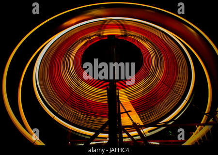 Fairground light traces and images from St Giles Fair, Oxford.  September 2013 Stock Photo