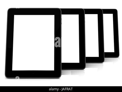 three tablets blanko with white screen Stock Photo