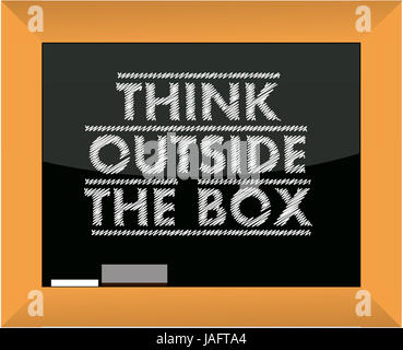 think outside the box title blackboard illustration Stock Photo