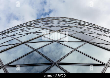 The Gherkin, iconic skyscraper, detail  shot of building top, City of London, London, UK Stock Photo