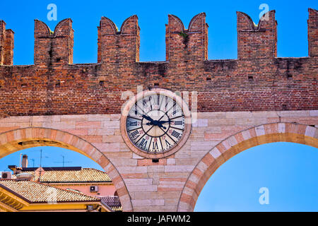 Verona city walls detail view, landmark in tourist destination in Veneto region of Italy Stock Photo