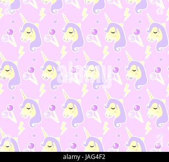 Magic Unicorn seamless pattern. Modern fairytale endless textures, magical repeating backgrounds. Cute baby backdrops. Vector illustration. Stock Vector