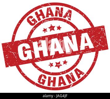 Ghana red round grunge stamp Stock Vector