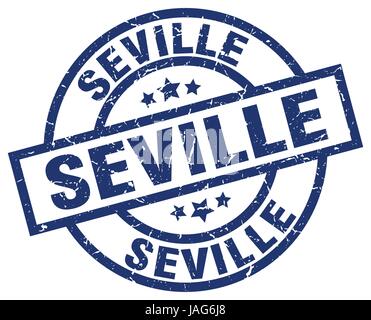 Seville blue round grunge stamp Stock Vector