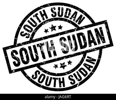 South Sudan black round grunge stamp Stock Vector