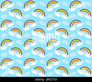 Rainbow seamless pattern. Colorful children's endless background, repeating texture. Vector illustration. Stock Vector