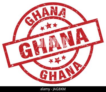 Ghana red round grunge stamp Stock Vector