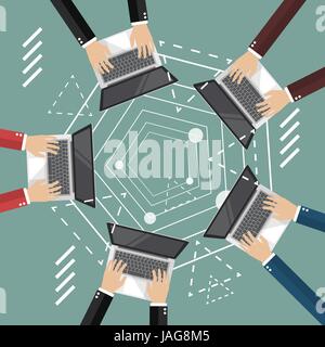Meeting online vector illustration. flat style design Stock Vector