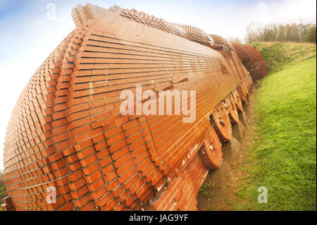 Brick Train by David Mach, Darlington, County Durham Stock Photo