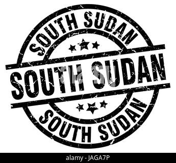 South Sudan black round grunge stamp Stock Vector
