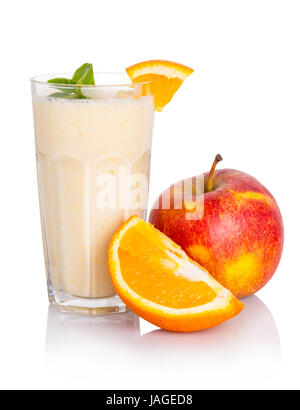 Fruit milks cocktail on a white isolated background Stock Photo