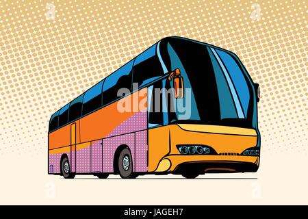 tourist bus, public transport. Pop art retro vector illustration Stock Vector