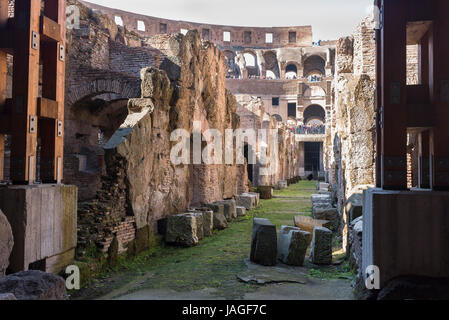 View from the third ring on the ground floor of the Colosseum, Rome, Italy