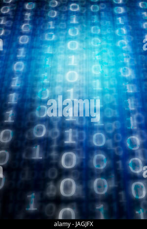 blue binary background Stock Photo