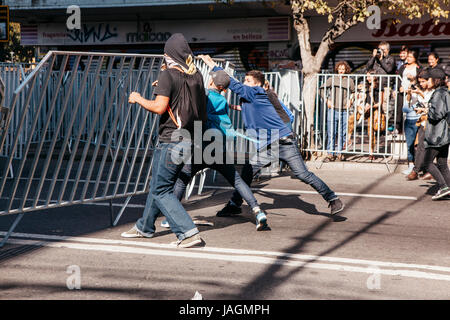 Valparaiso, Chile - June 01, 2017: Protests in Valparaiso, following President Michelle Bachelet's annual state-of-the-union speech to Congress. Stock Photo