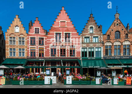 Markt or Market Square, Bruges, West Flanders, Belgium Stock Photo