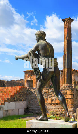 Temple and Statue of Apollo, Pompeii, Campania, Italy. Stock Photo