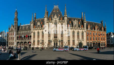 Provincial Court and Historium building, Markt or Market Square, Bruges, West Flanders, Belgium Stock Photo