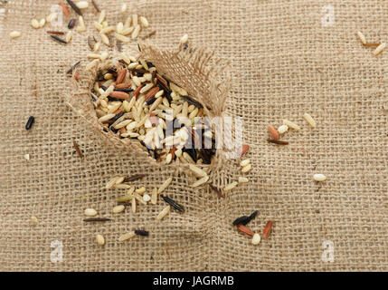 Hole In A Rice Sack,Close Up Stock Photo