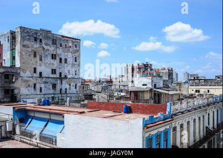 Scenic view of crumbling buildings in havana from the famous terrace of La Guarida restaurant Stock Photo