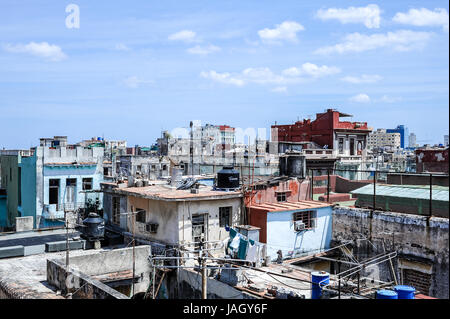 Scenic view of crumbling buildings in havana from the famous terrace of La Guarida restaurant Stock Photo