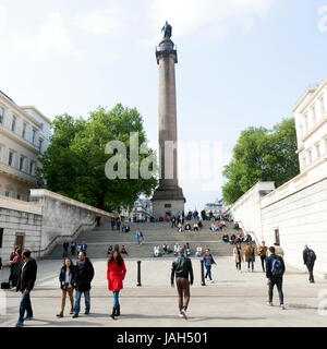 London, United Kingdom, 6 may 2017: people around duke of york column seen from The Mall in London Stock Photo