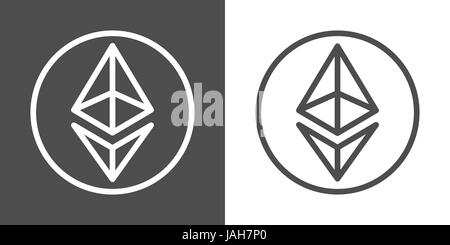 Ethereum signs as thin line icon of internet money Stock Vector