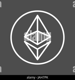 Ethereum sign thin line icon for internet money Stock Vector