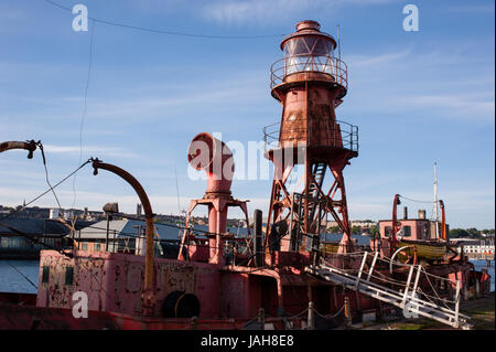 North Carr Lightship berthed in the Victoria Dock. Dundee, Scotland. Situated on the north bank of Firth of Tay Dundee . Stock Photo