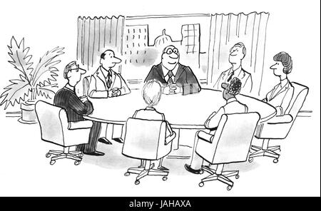Business cartoon illustration of a meeting in progress. Stock Photo