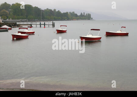 Lake Geneva in rainy day. Lausanne, Switzerland Stock Photo