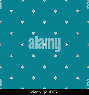 Flowers background, vector seamless pattern of dark aquamarine color. Ornament consisting of small geometrical flowers with a large space between the  Stock Vector
