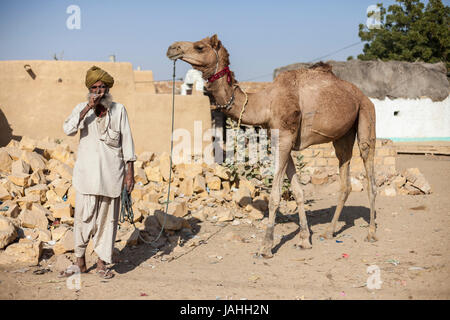 Life in the villages in Thar Desert, Rajasthan, India Stock Photo