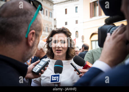 Rome, Italy. 06th June, 2017. Anna Falcone at the Piazza Montecitorio of the committee to Constitutional Democracy on the electoral law in question at the Chamber of Deputies. Credit: Andrea Ronchini/Pacific Press/Alamy Live News Stock Photo