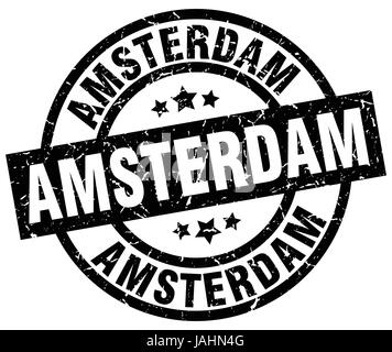 Amsterdam black round grunge stamp Stock Vector