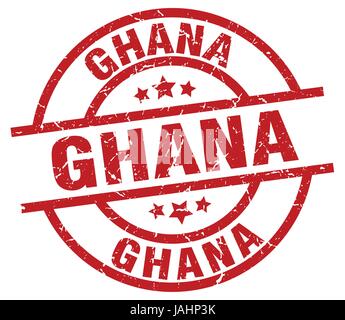 Ghana red round grunge stamp Stock Vector