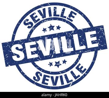 Seville blue round grunge stamp Stock Vector